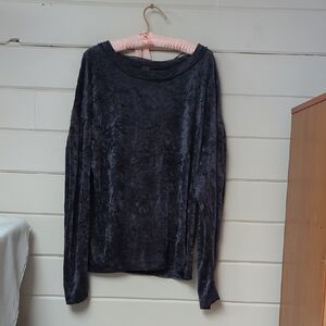 We The Free Dark Gray Velvet Long Sleeve Top